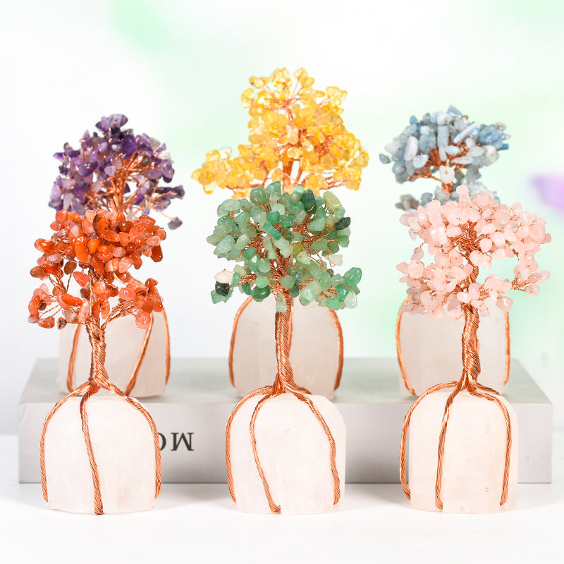 Wire Wraped Tree( Rose Quartz&Clear Quartz Base)