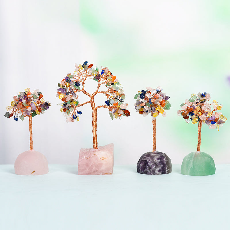 Seven Chakras Crystal Tree(Raw Stone Base)