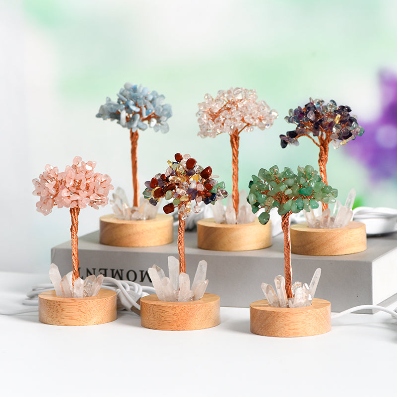 Crystal Tree With Clear Quartz Bar(Lighting Base)