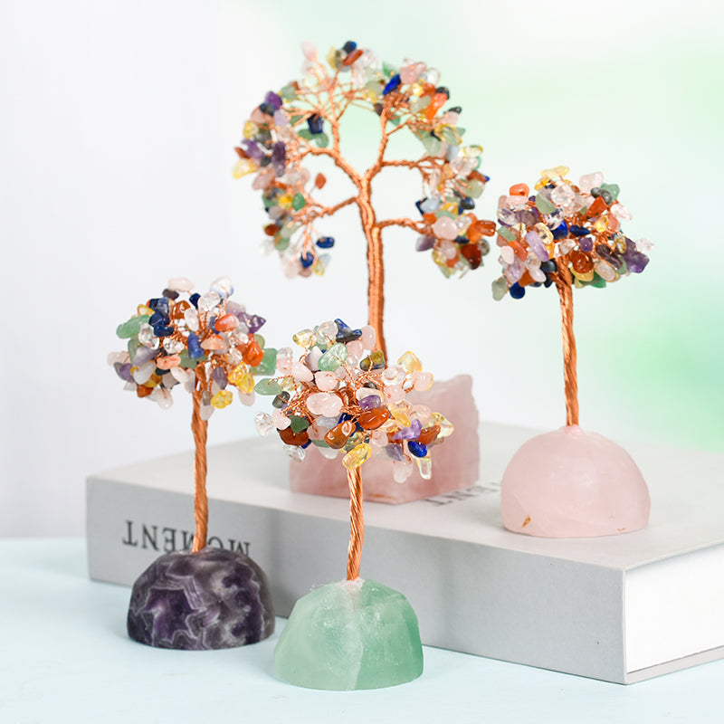 Seven Chakras Crystal Tree(Raw Stone Base)