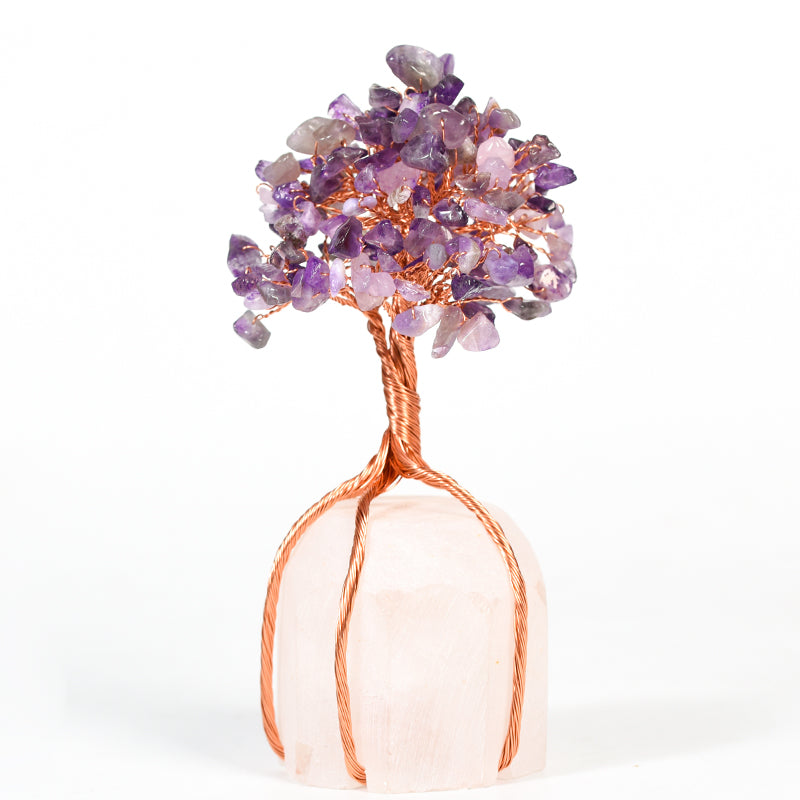Wire Wraped Tree( Rose Quartz&Clear Quartz Base)