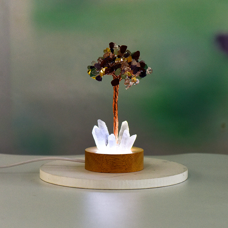 Crystal Tree With Clear Quartz Bar(Lighting Base)