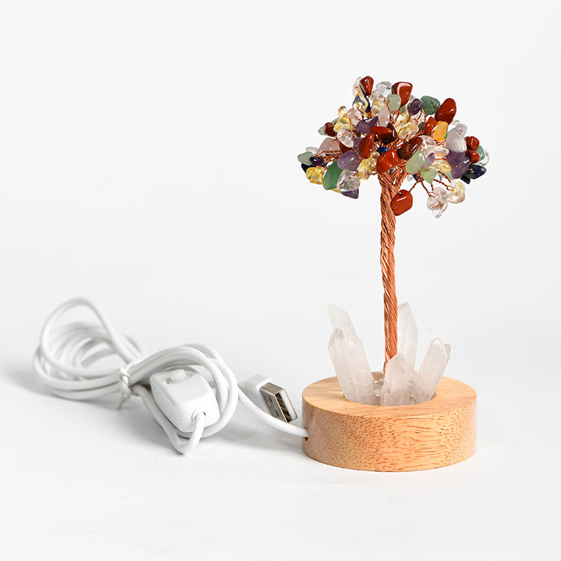 Crystal Tree With Clear Quartz Bar(Lighting Base)