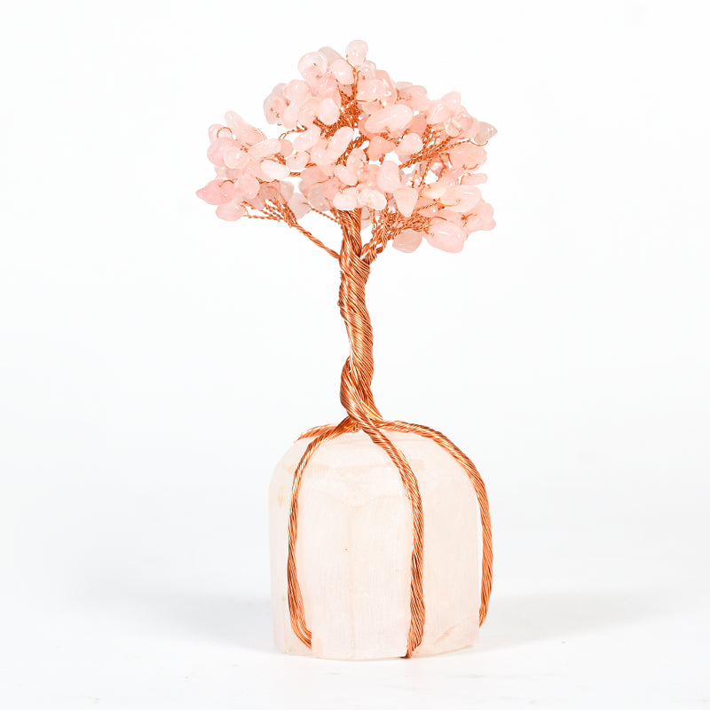 Wire Wraped Tree( Rose Quartz&Clear Quartz Base)