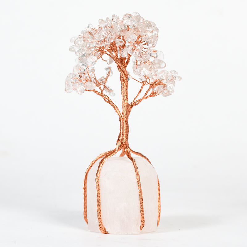 Wire Wraped Tree( Rose Quartz&Clear Quartz Base)