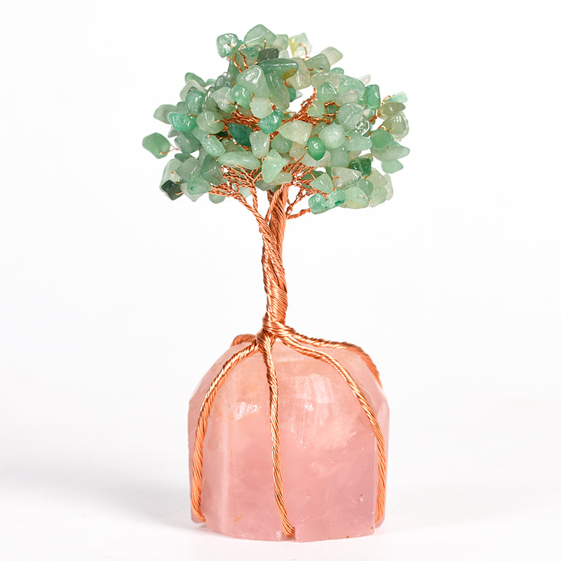 Wire Wraped Tree( Rose Quartz&Clear Quartz Base)