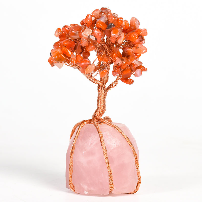 Wire Wraped Tree( Rose Quartz&Clear Quartz Base)