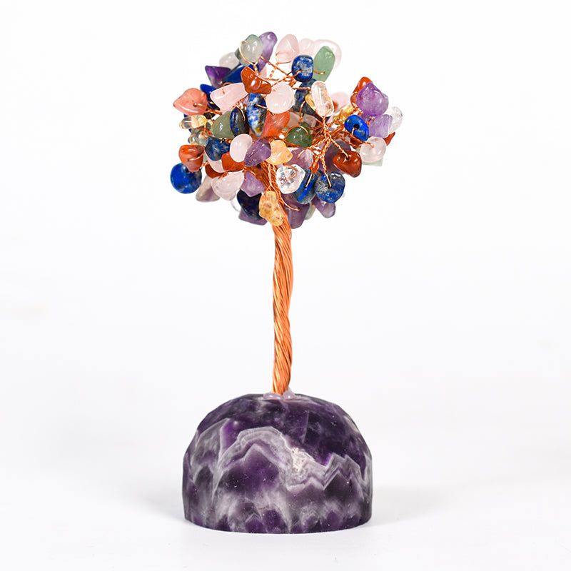 Seven Chakras Crystal Tree(Raw Stone Base)