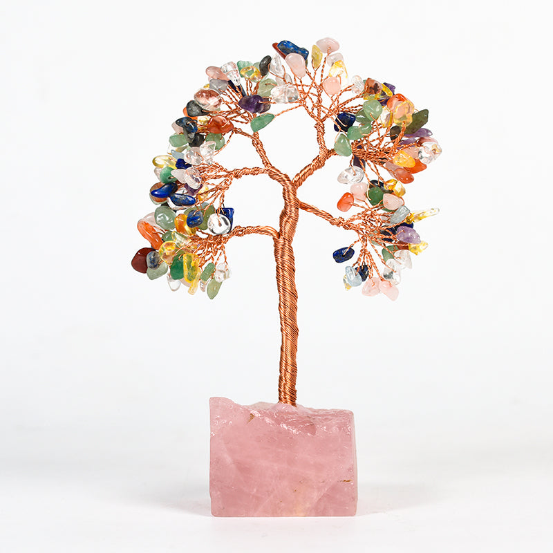 Seven Chakras Crystal Tree(Raw Stone Base)