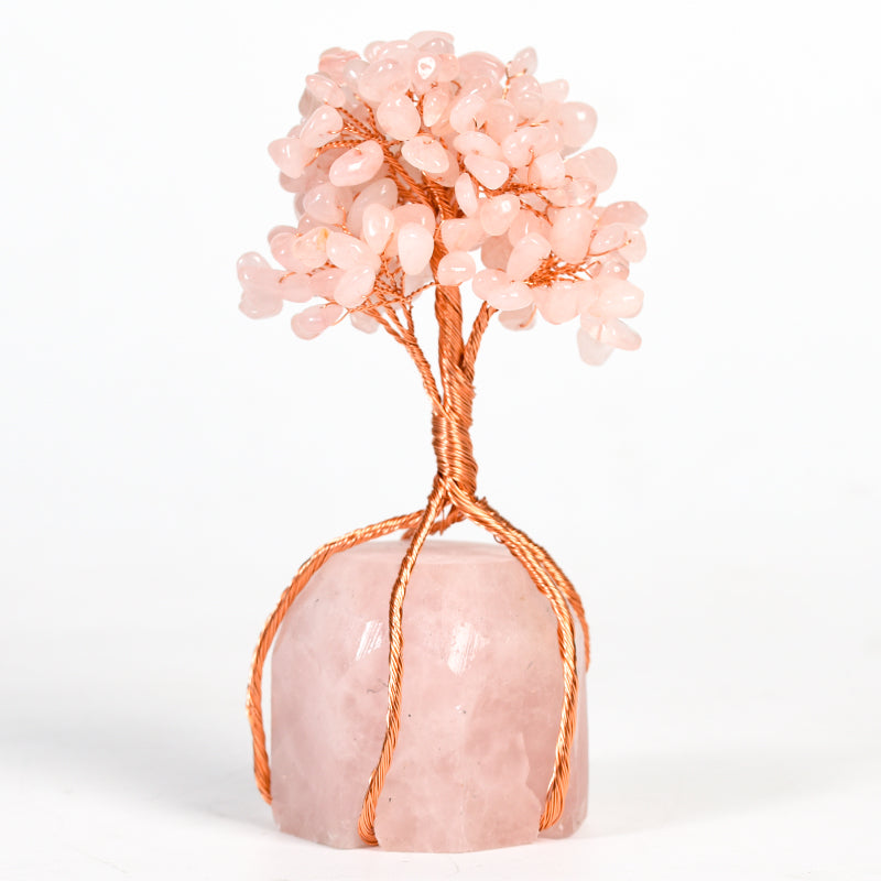 Wire Wraped Tree( Rose Quartz&Clear Quartz Base)