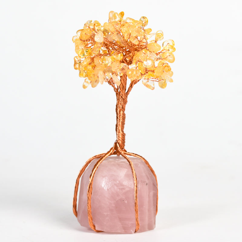 Wire Wraped Tree( Rose Quartz&Clear Quartz Base)