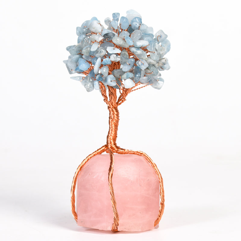 Wire Wraped Tree( Rose Quartz&Clear Quartz Base)