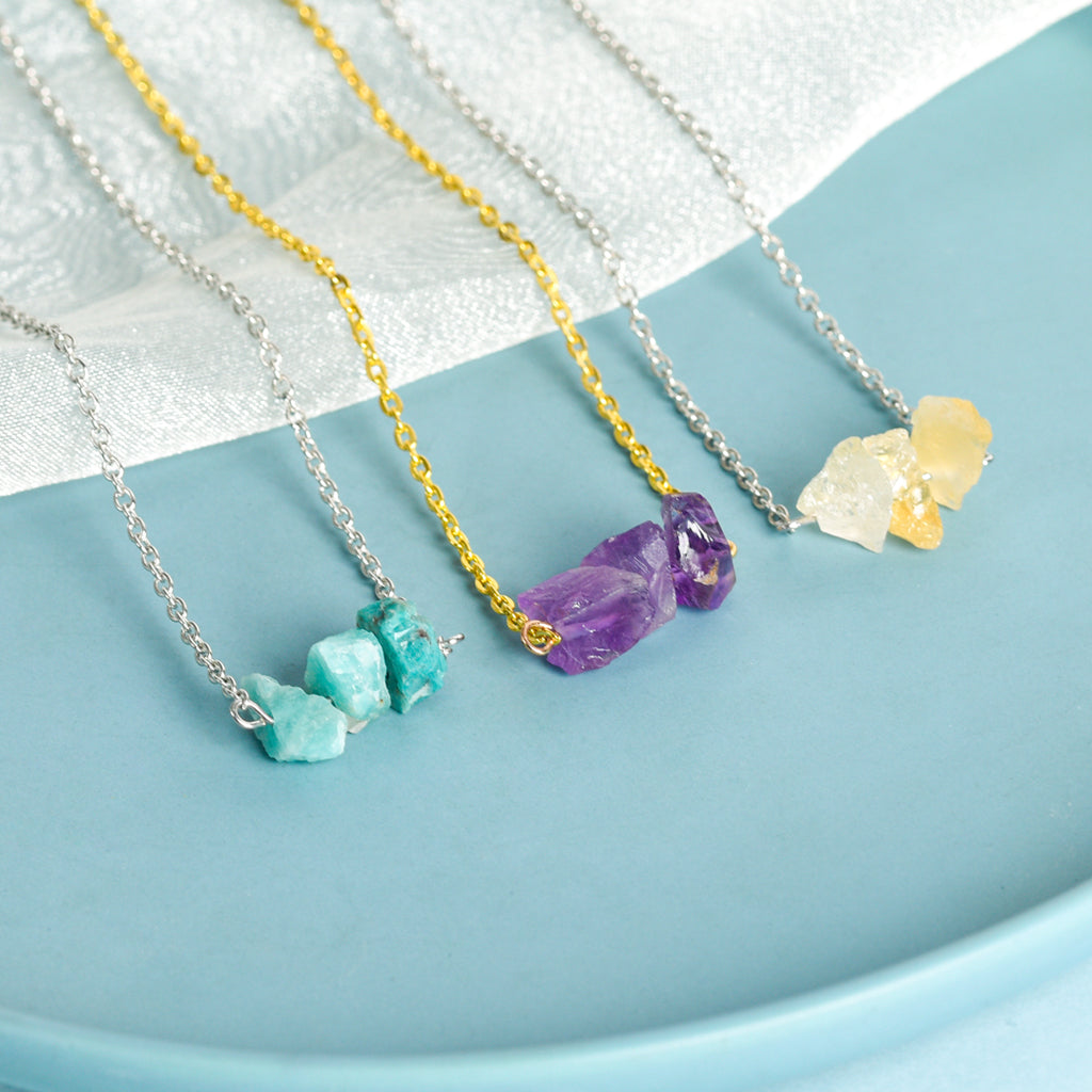 Three Raw Crystal Pendant