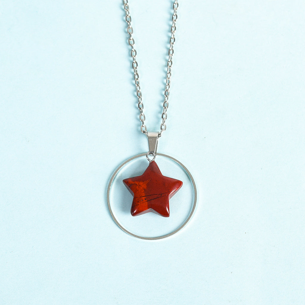 Crystla Star In Circular Ring Pendant