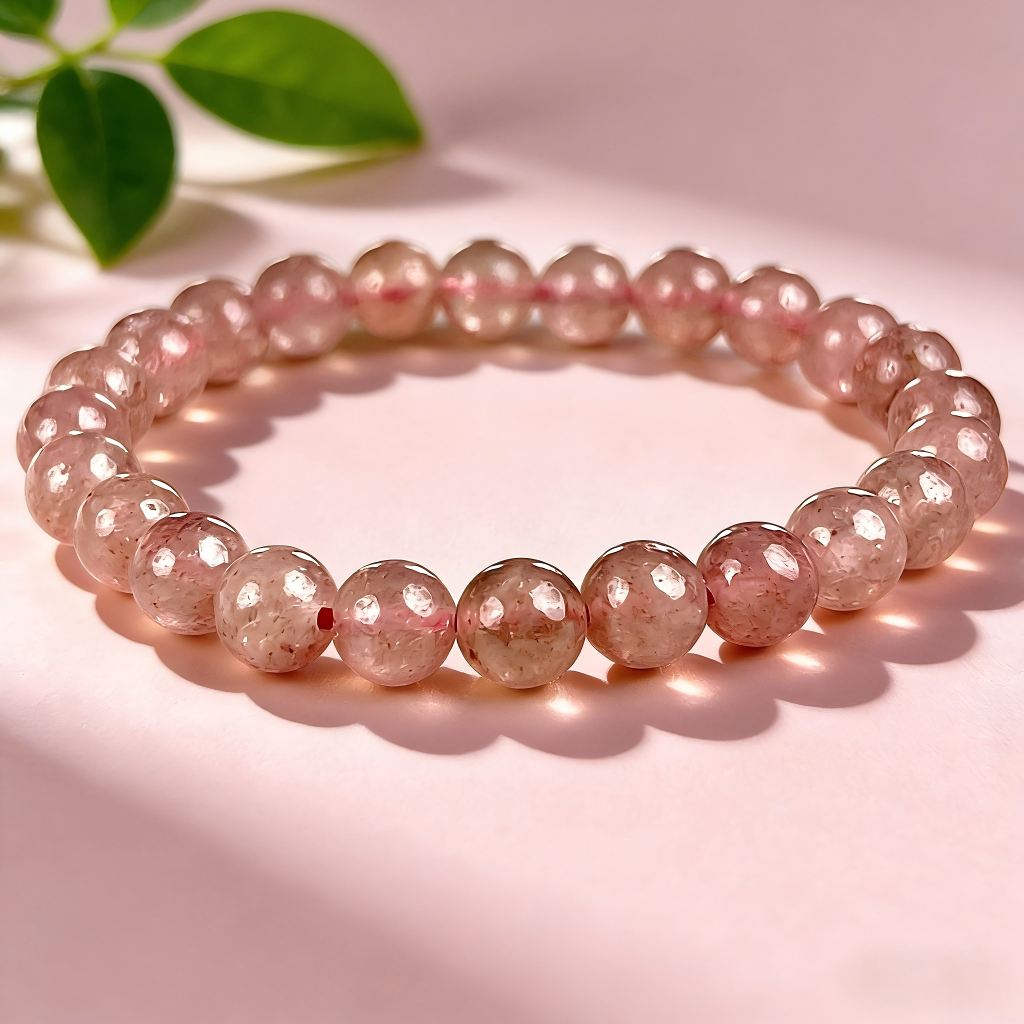 Strawberry Quartz  Beaded Bracelet