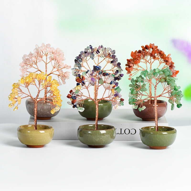 Colorful Ceramic Bowl Crystal Tree