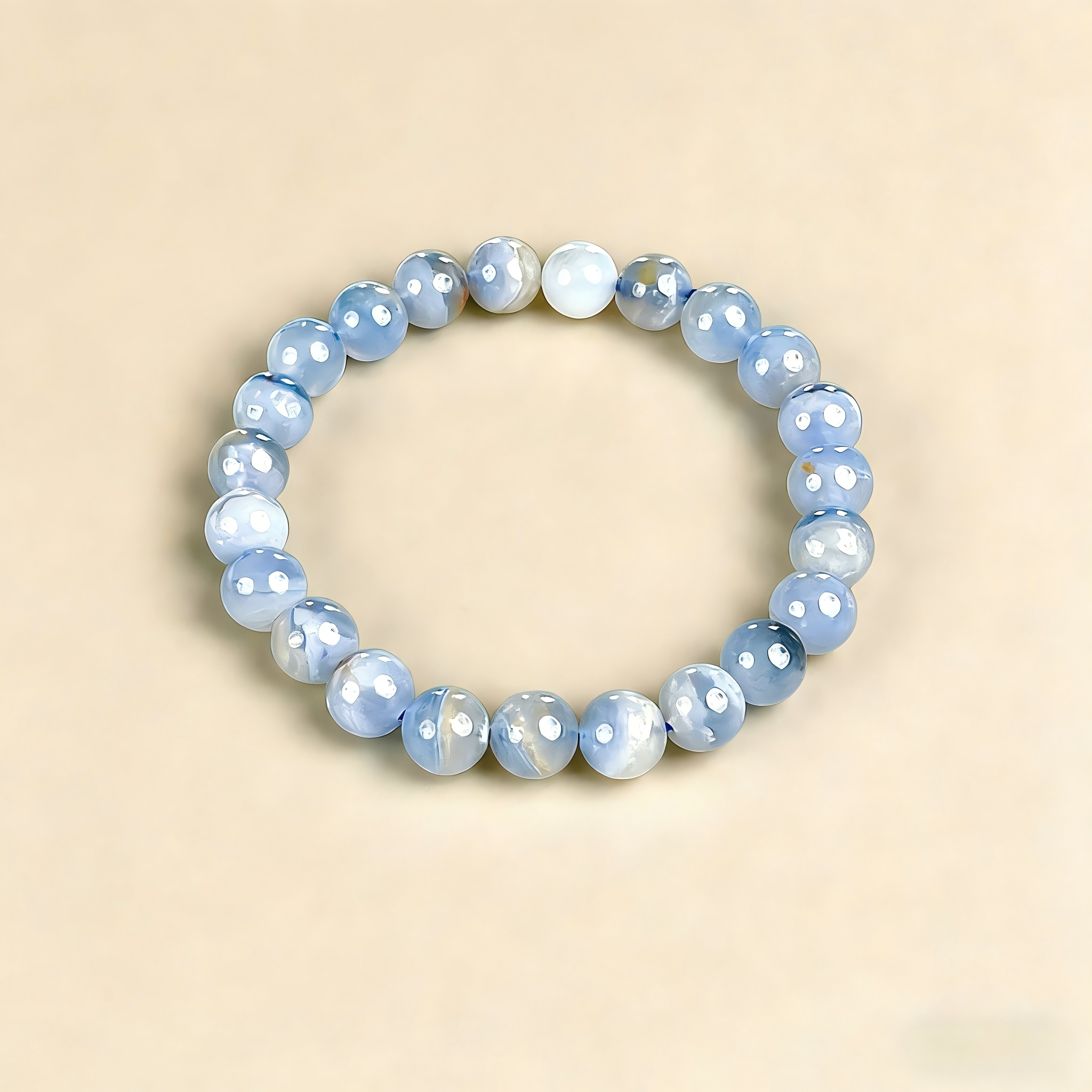 Blue Lace Agate  Beaded Bracelet