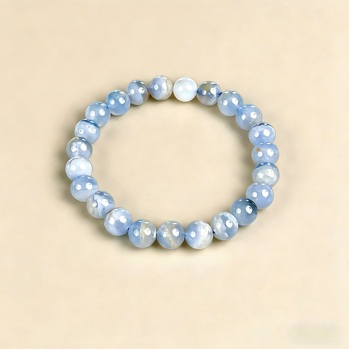 Blue Lace Agate  Beaded Bracelet