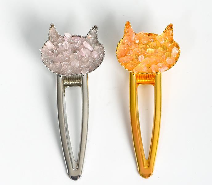 crystal cat hairpin