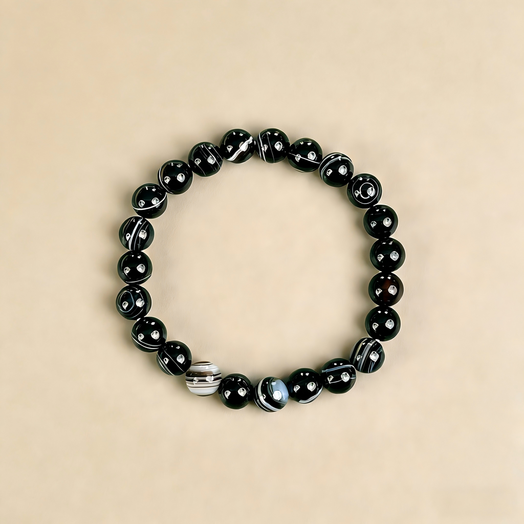 Black Sardonyx  Beaded Bracelet