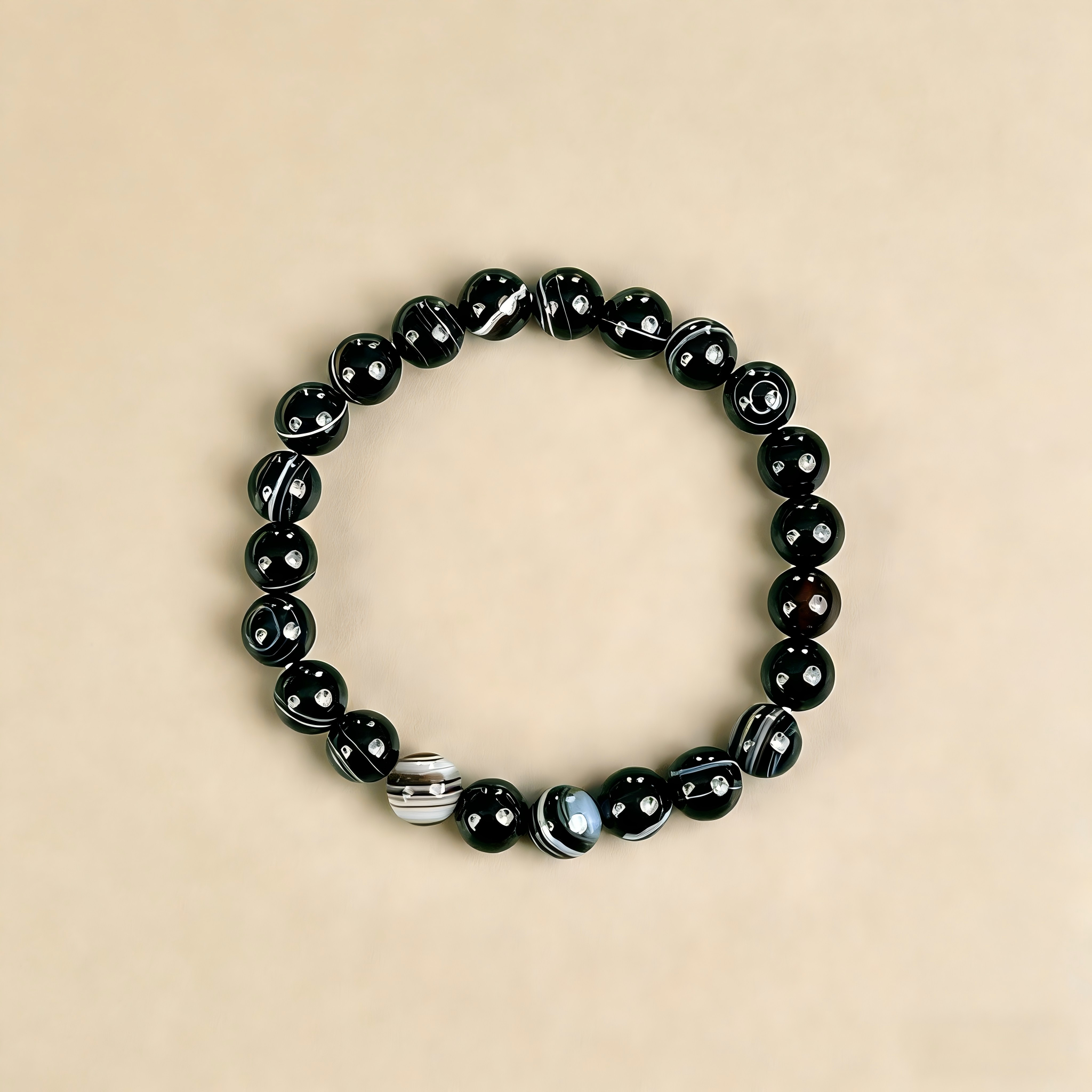 Black Sardonyx  Beaded Bracelet