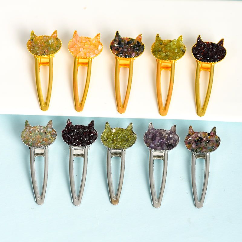 crystal cat hairpin