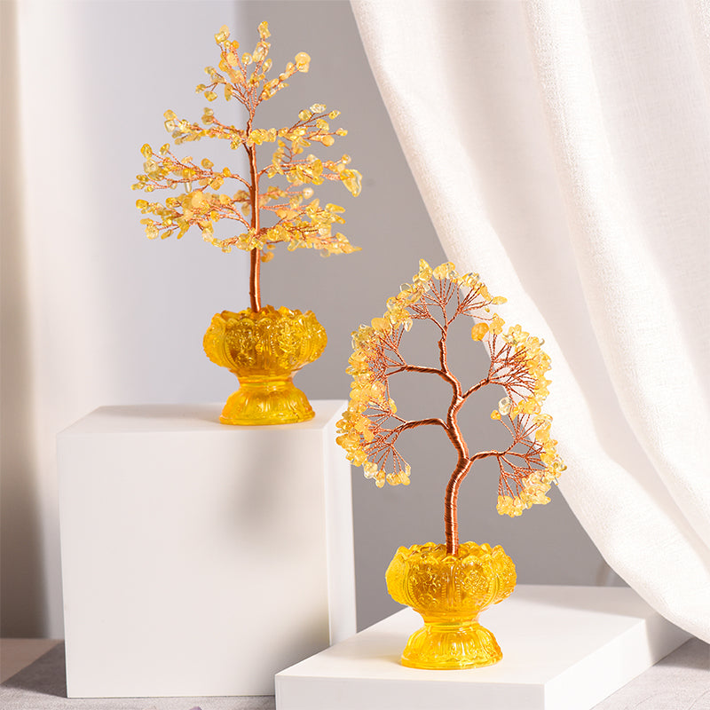 Lotus Glaze Citrine Crystal Tree