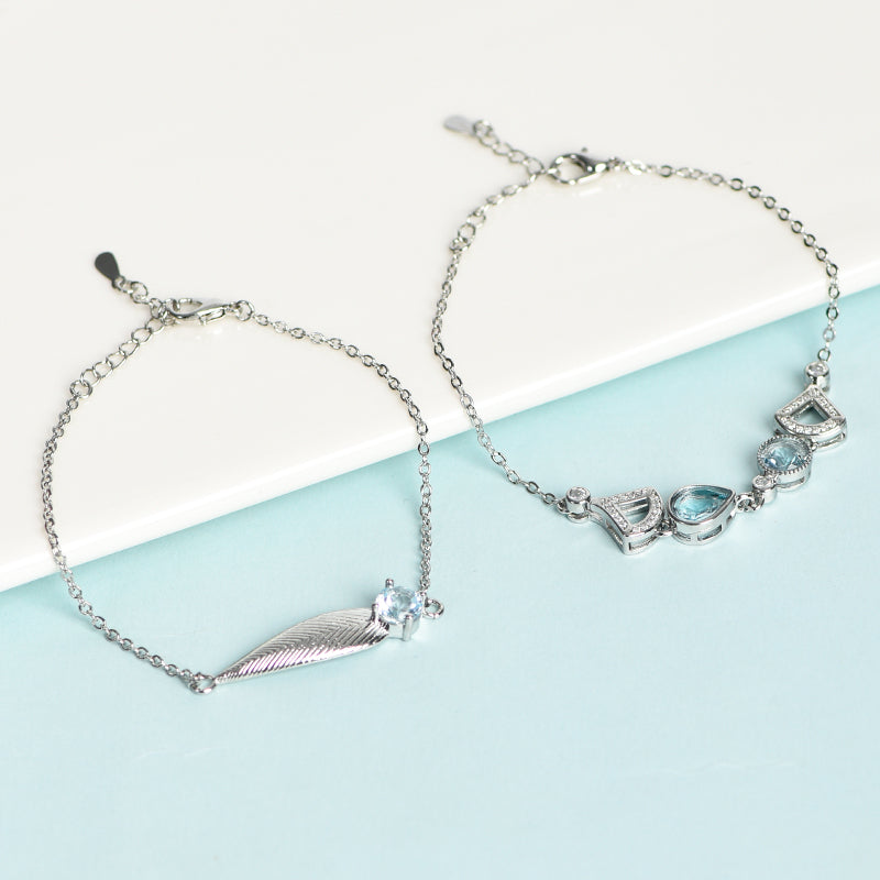 Faceted Tear Drop&Leaf Bracelet