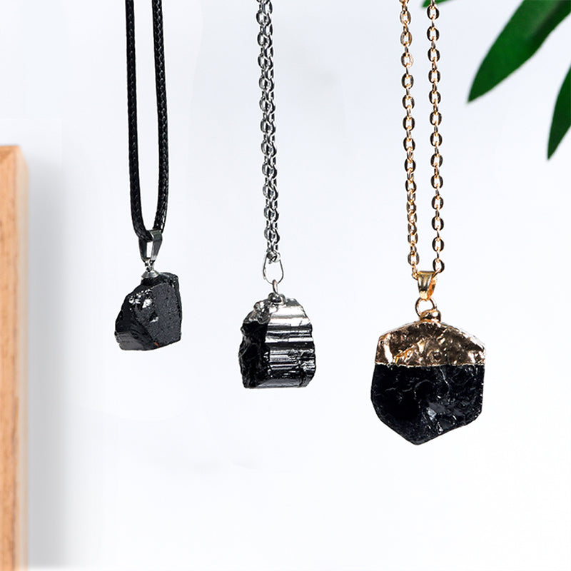 Gilded Black Tourmaline Pendant