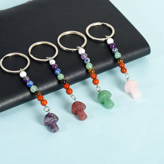 seven chakras mushroom keychain