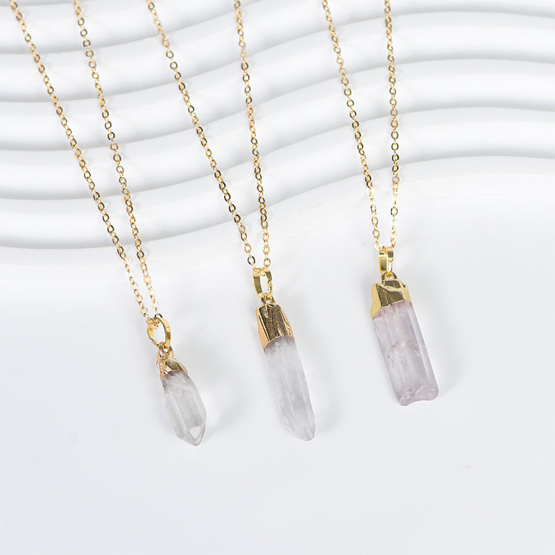 Golden Aura Clear Quartz Pendants