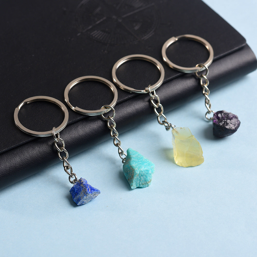 Raw crystal keychain