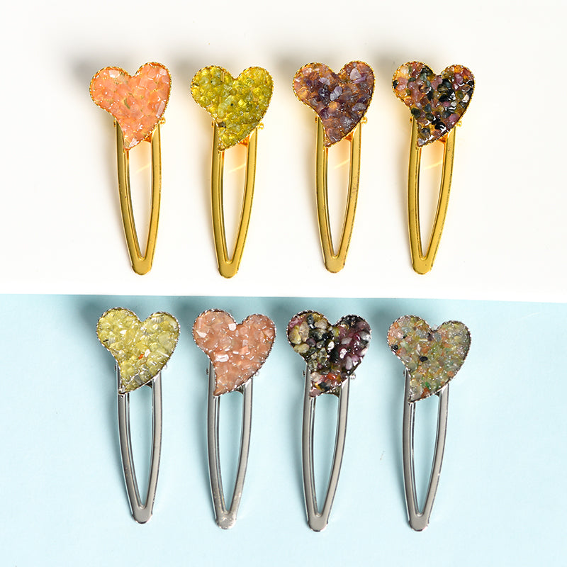 crystal heart hairpin