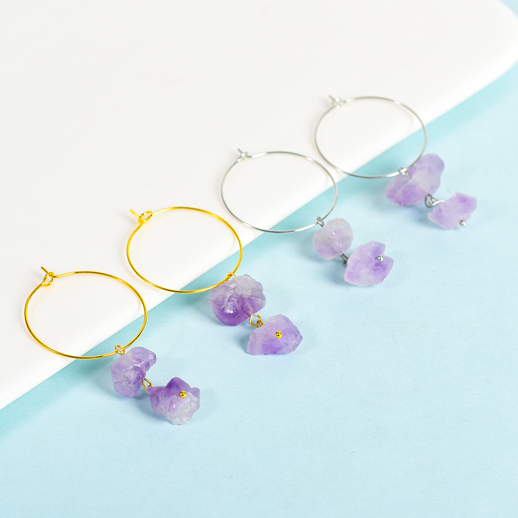 Amethyst Teeth Earring