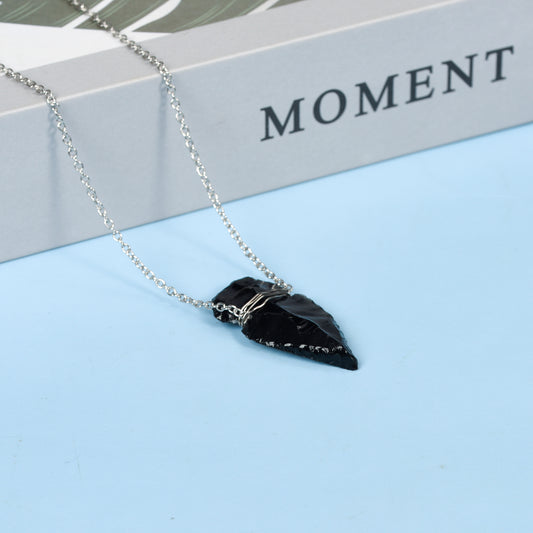 Arrow Shape Black Obsidian Pendant