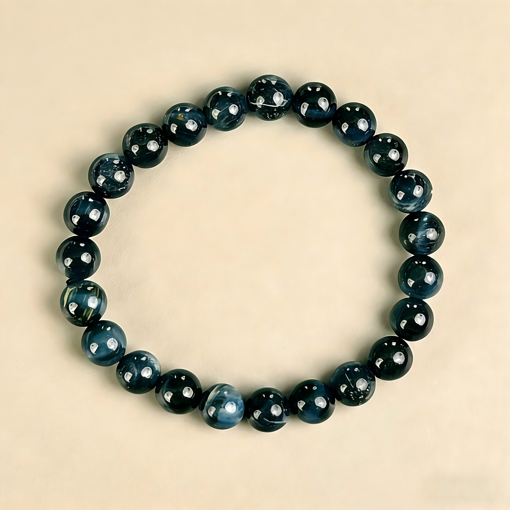 Blue Tiger Eye  Beaded Bracelet