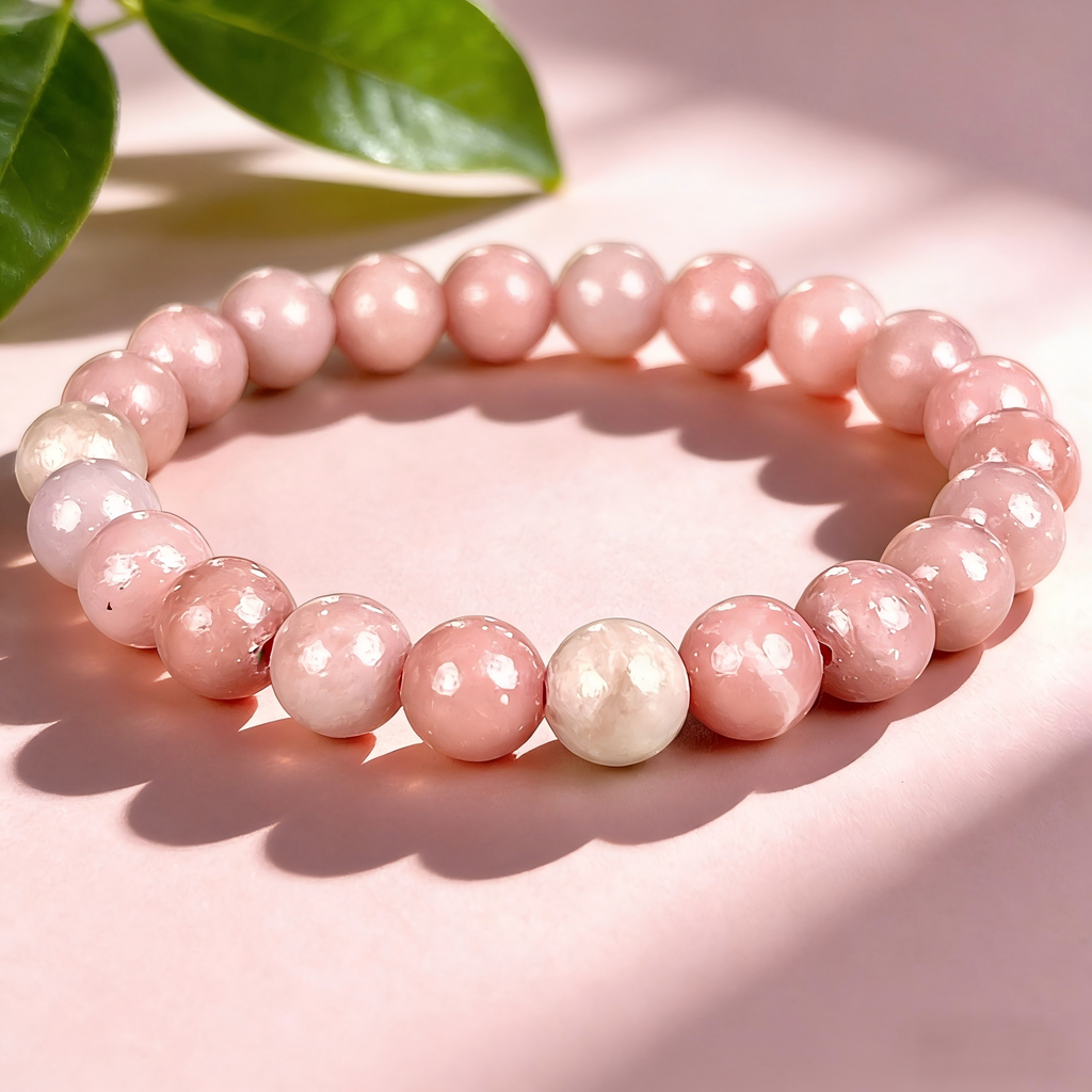 Pink Opal  Beaded Bracelet