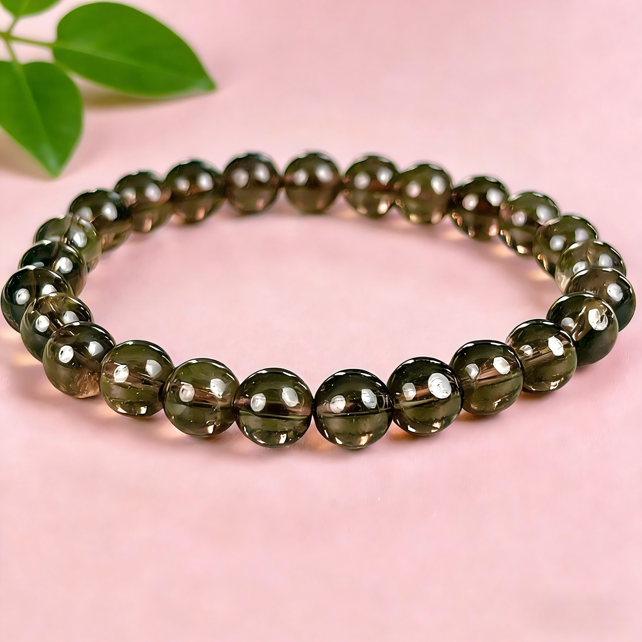 Smoky Quartz 8mm Beaded Bracelet