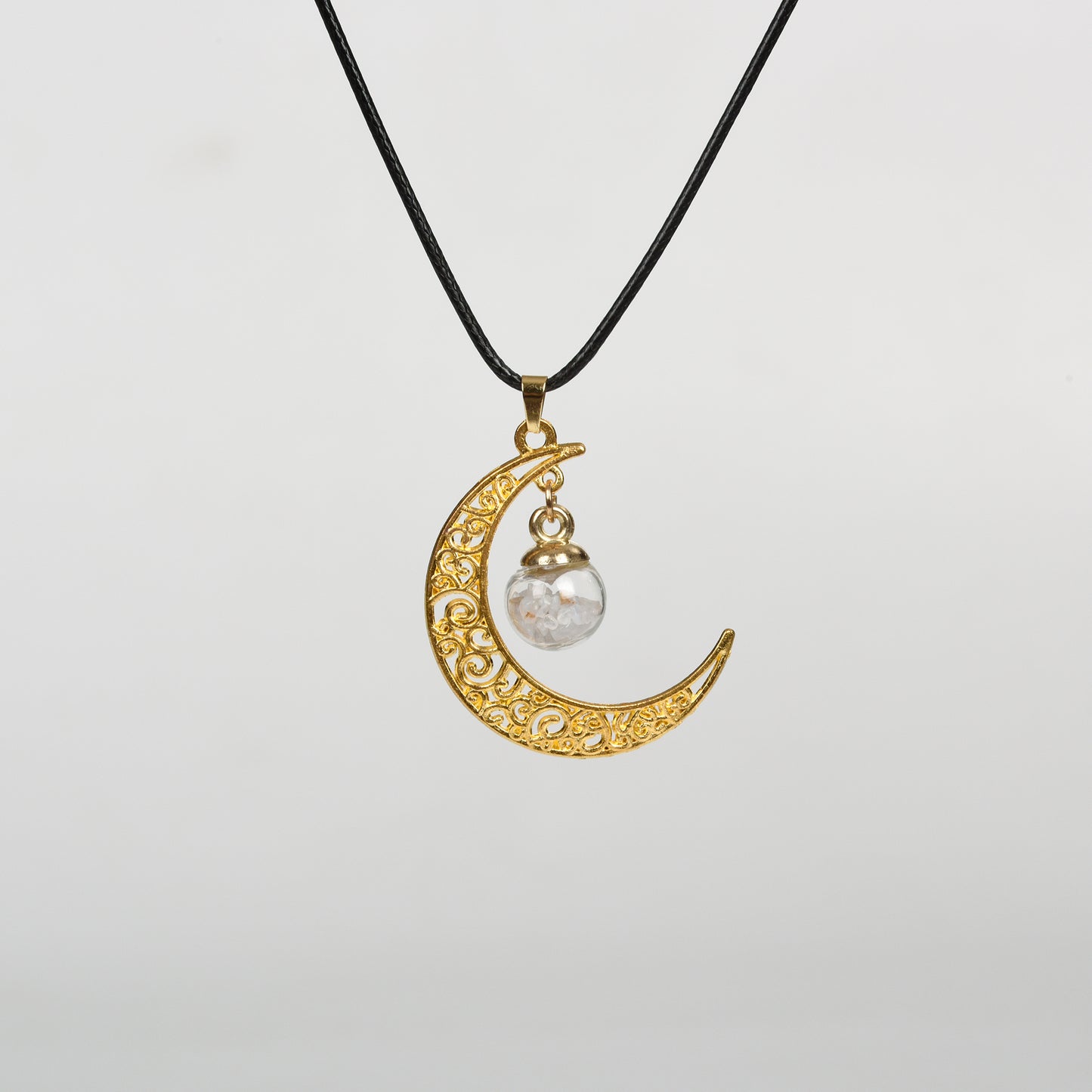 Moon with Chips in glass ball Pendant