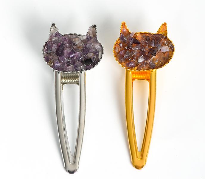 crystal cat hairpin