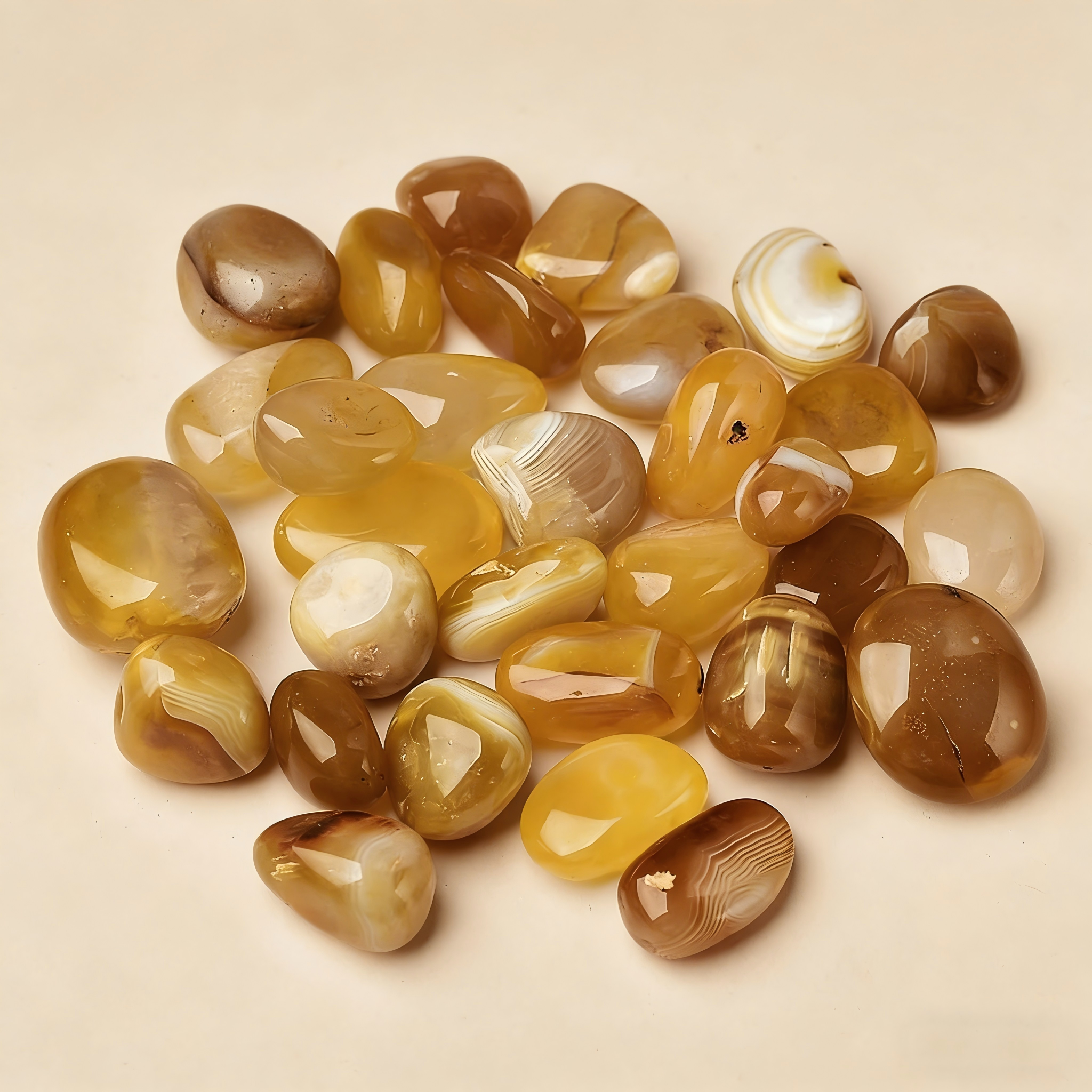 Yellow Agate - Tumble & Cube