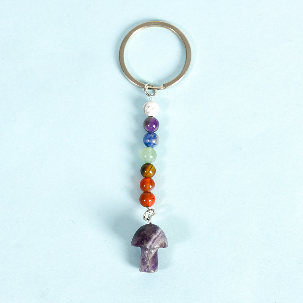 seven chakras mushroom keychain