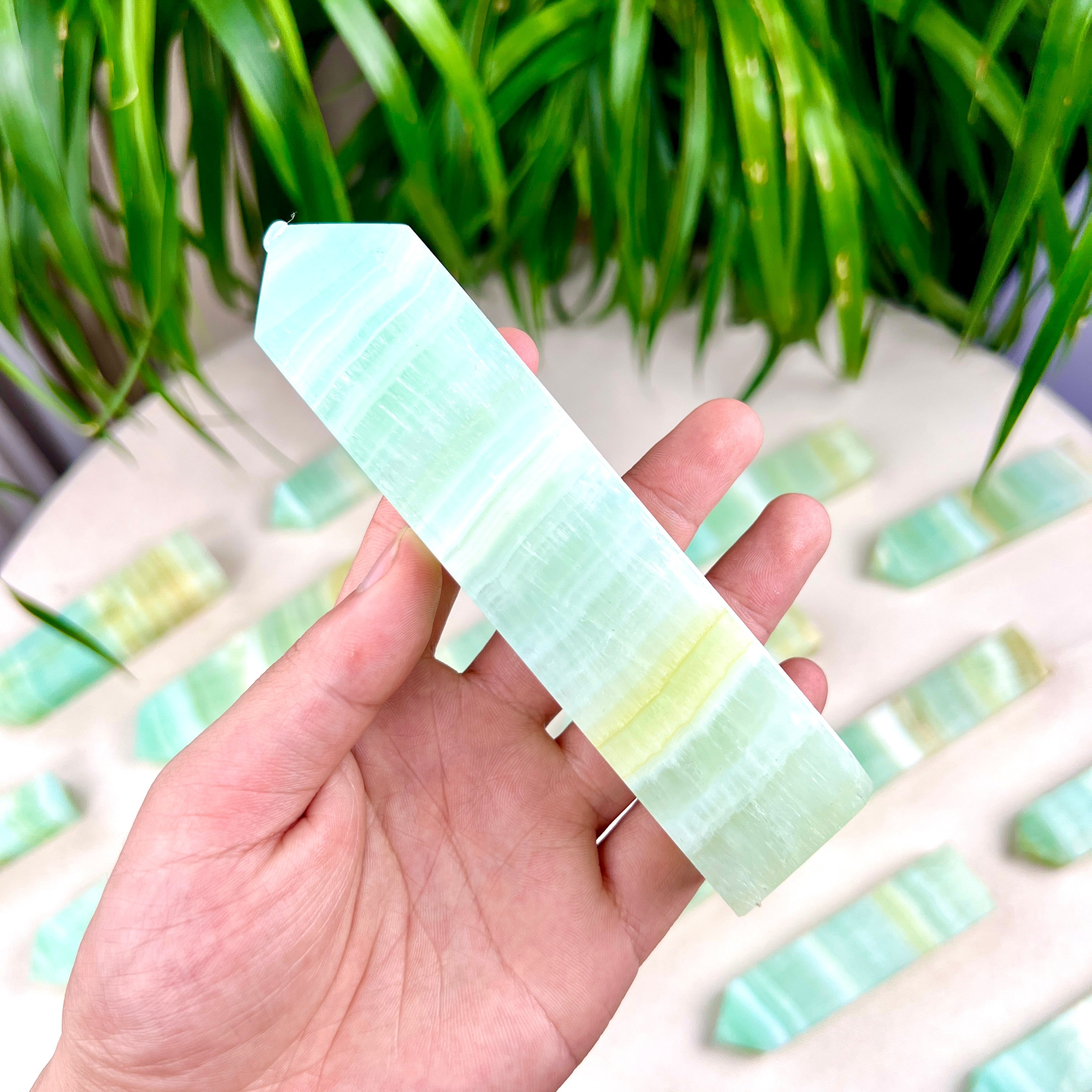 green calcite tower