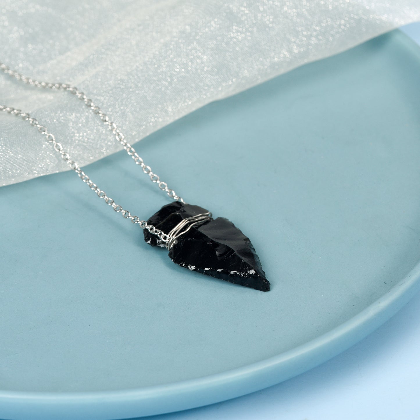 Arrow Shape Black Obsidian Pendant