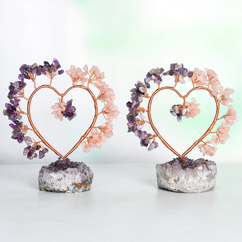 Amethyst Cluster Crystal Heart Tree