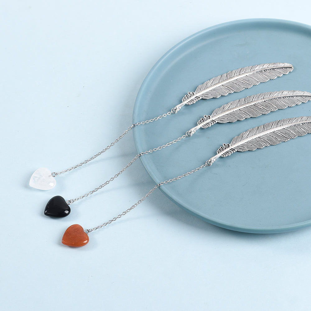 Heart Shaped Feather Bookmark