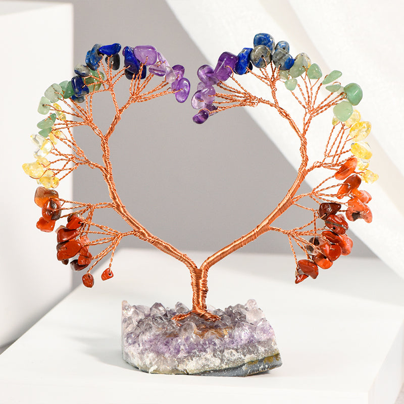 Amethyst Cluster Heart Crystal Tree