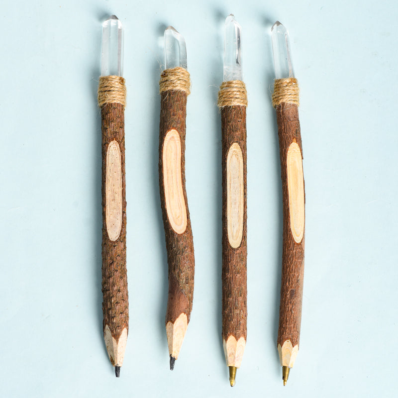 Clear Quartz Wooden Pen