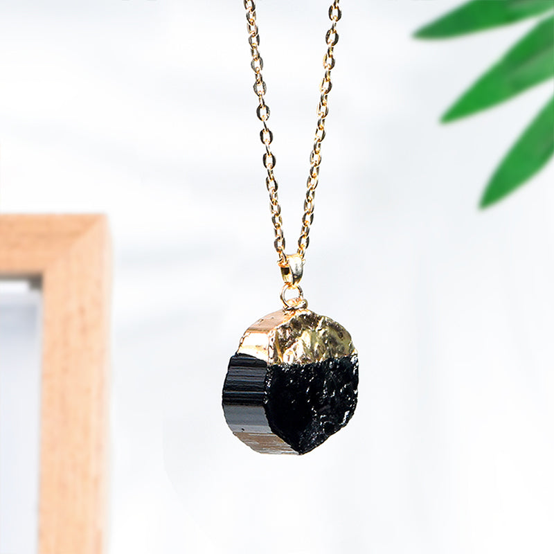 Gilded Black Tourmaline Pendant