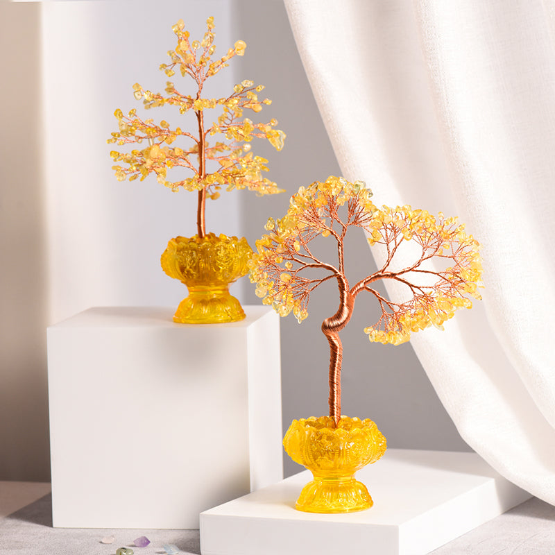 Lotus Glaze Citrine Crystal Tree